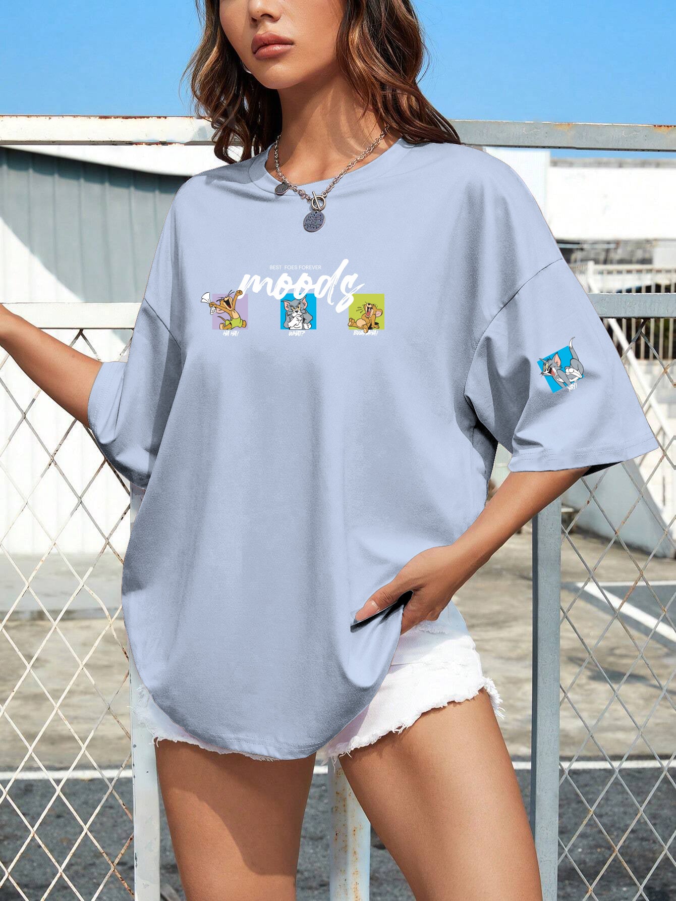 Printed Oversized Cotton T-Shirt for Women