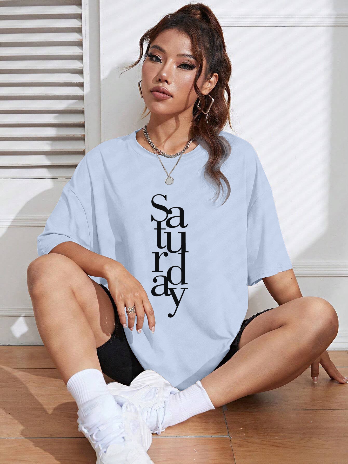 Printed Oversized Cotton T-Shirt for Women