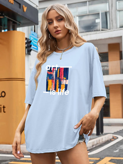 Printed Oversized Cotton T-Shirt for Women