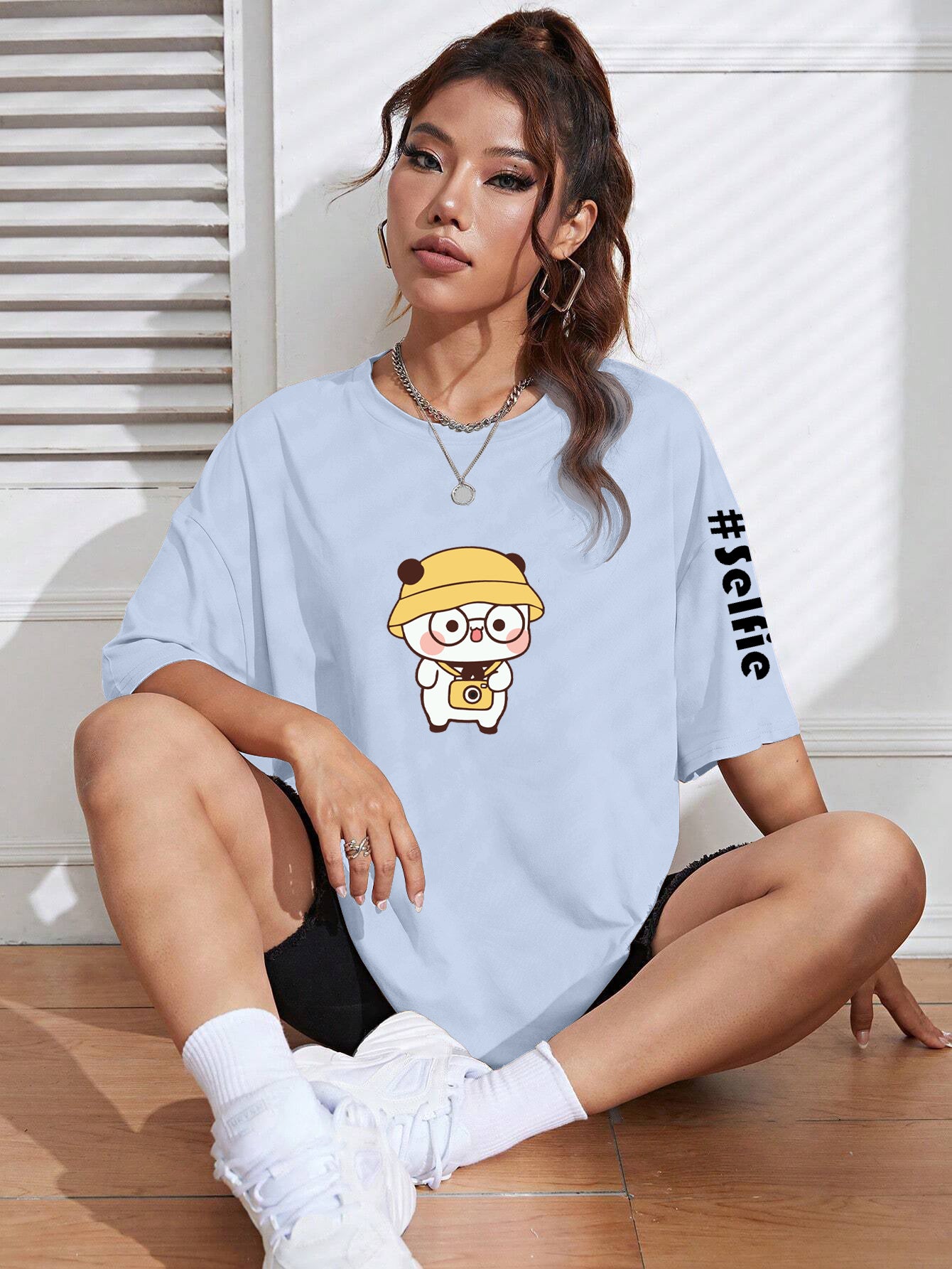 Printed Oversized Cotton T-Shirt for Women