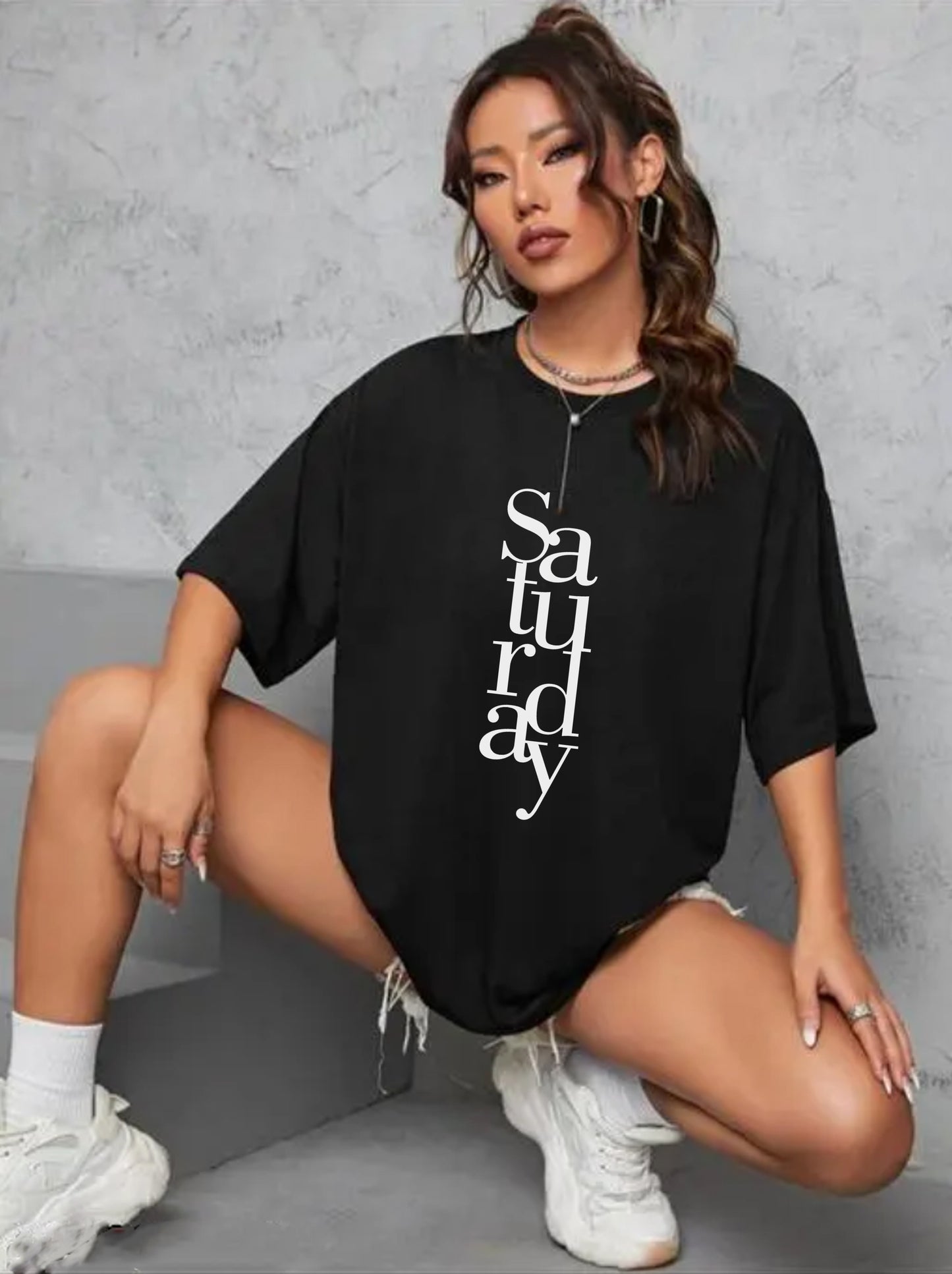 Printed Oversized Cotton T-Shirt for Women