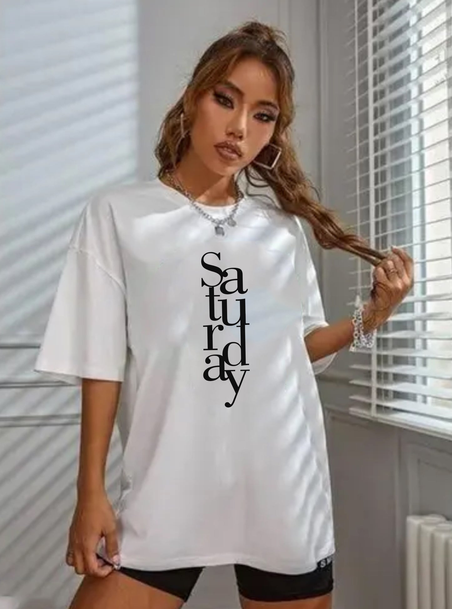 Printed Oversized Cotton T-Shirt for Women