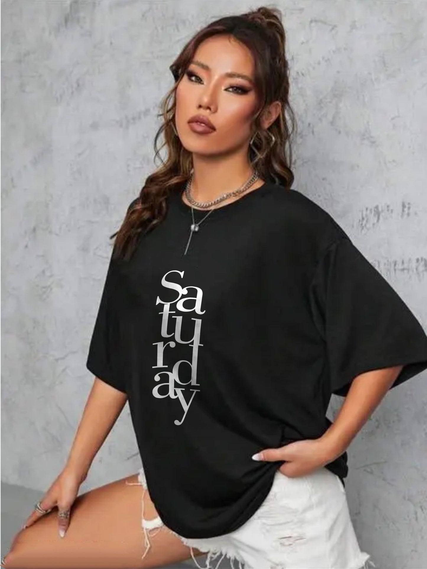 Printed Oversized Cotton T-Shirt for Women