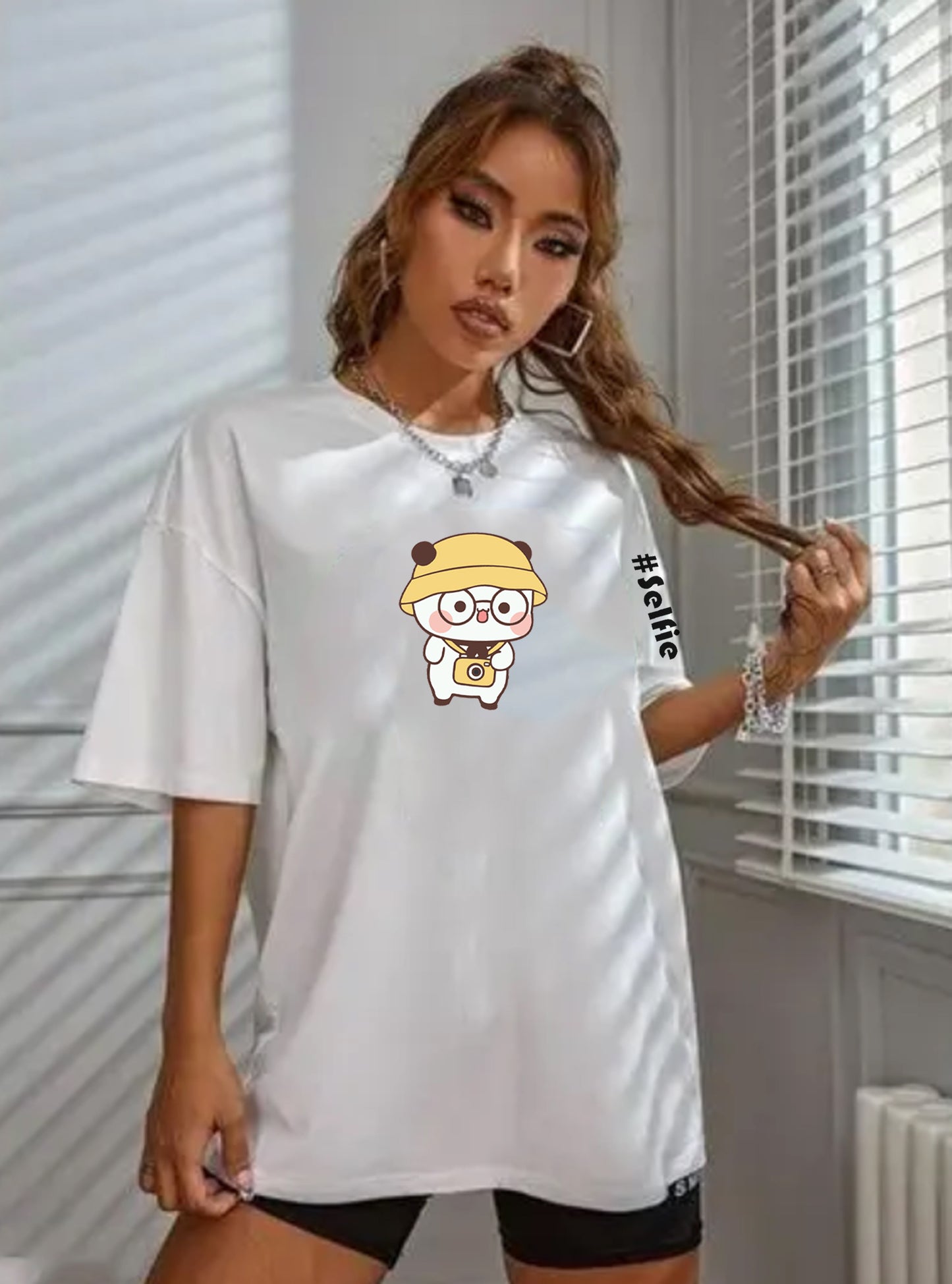 Printed Oversized Cotton T-Shirt for Women