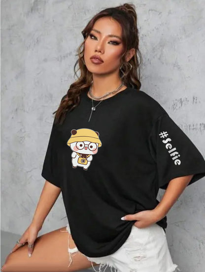 Printed Oversized Cotton T-Shirt for Women
