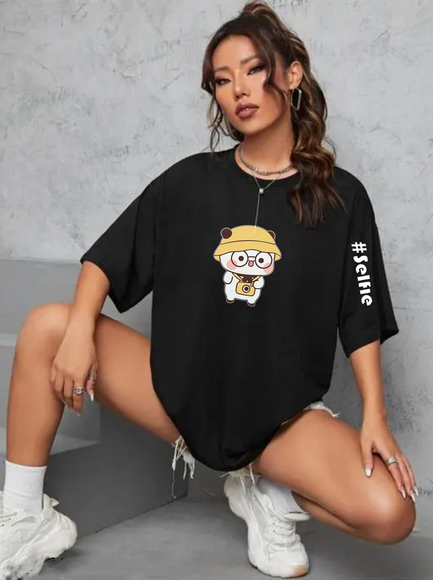 Printed Oversized Cotton T-Shirt for Women
