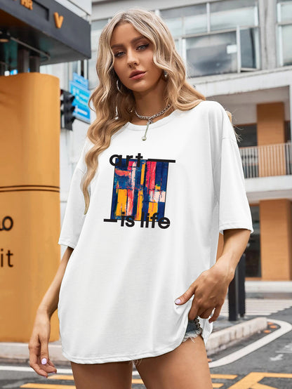 Printed Oversized Cotton T-Shirt for Women