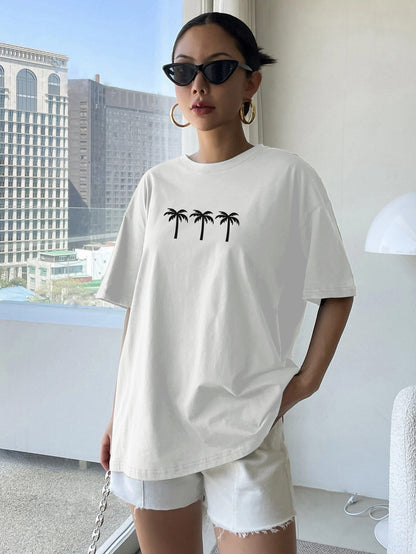 Printed Oversized Cotton T-Shirt for Women