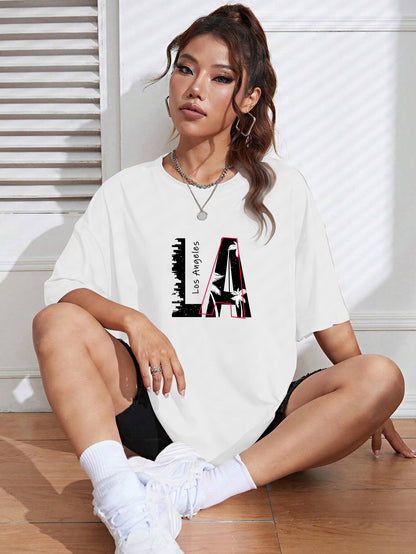 Printed Oversized Cotton T-Shirt for Women